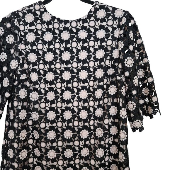 Kate Spade Shift Dress‎ 0 Daisy Crochet Lace Floral Black 3/4 Sleeves Wedding - Picture 3 of 16